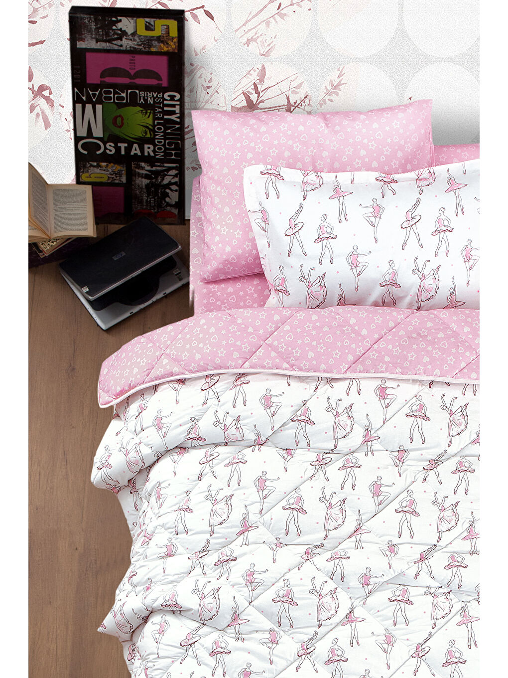 Beyaz Ranforce %100 Pamuk Tek Kişilik Uyku Seti Rina-1