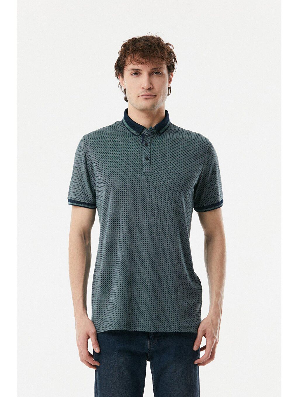 Yeşil Polo Yaka Slim Fit Tişört-4