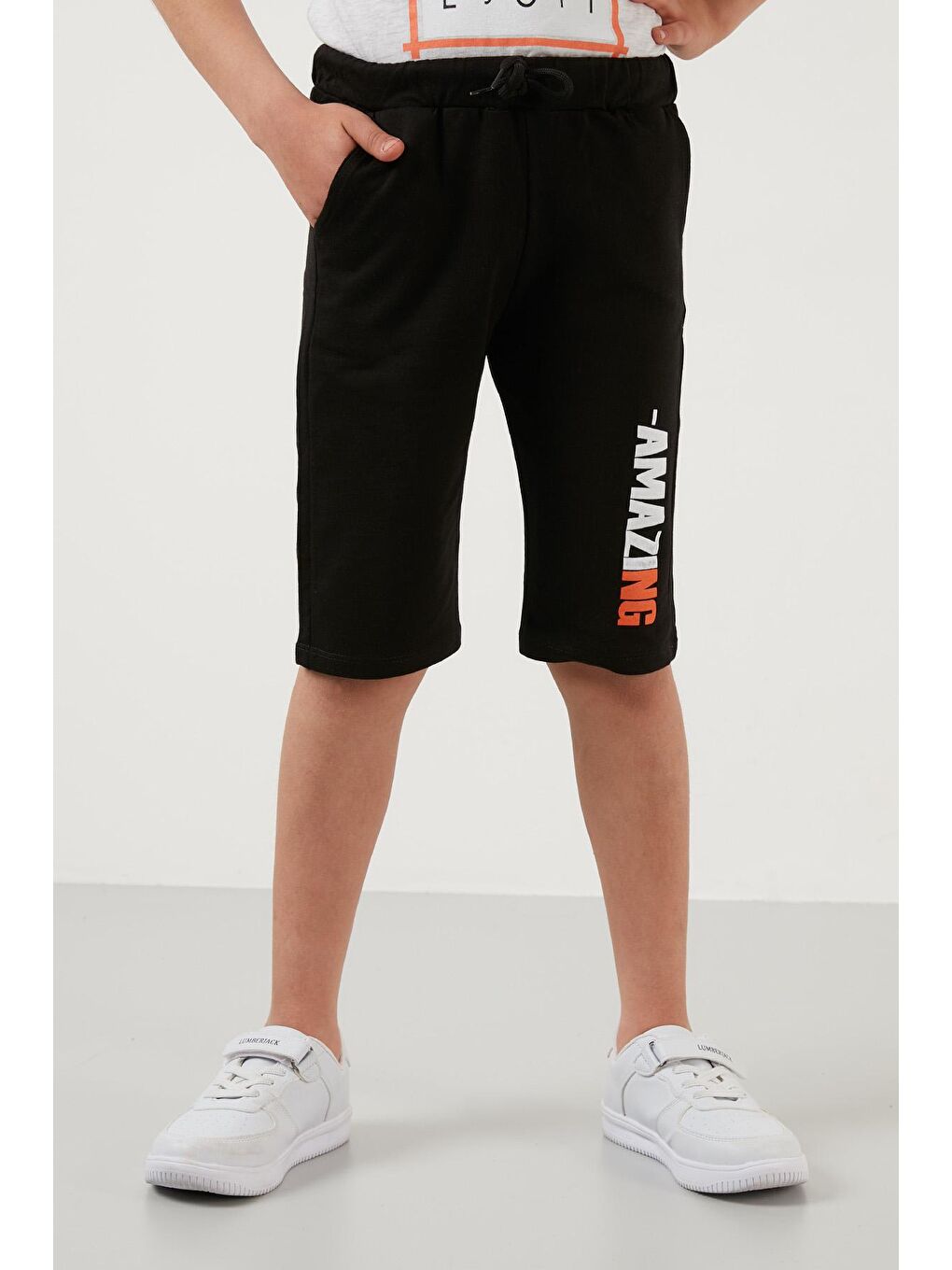 Gri Baskılı Pamuklu Belden Bağlamalı Cepli Şortlu 2'li Takım 6211001-3