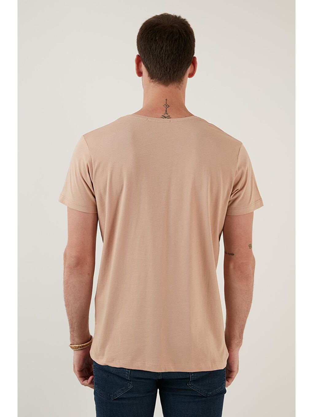 Kahverengi Yazı Baskılı Bisiklet Yaka %100 Pamuk Slim Fit Basic Tişört 541TACTICAL-3