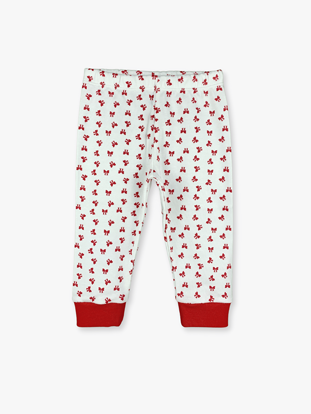 Ekru Bisiklet Yaka Uzun Kollu Kız Bebek Pijama Takımı-2