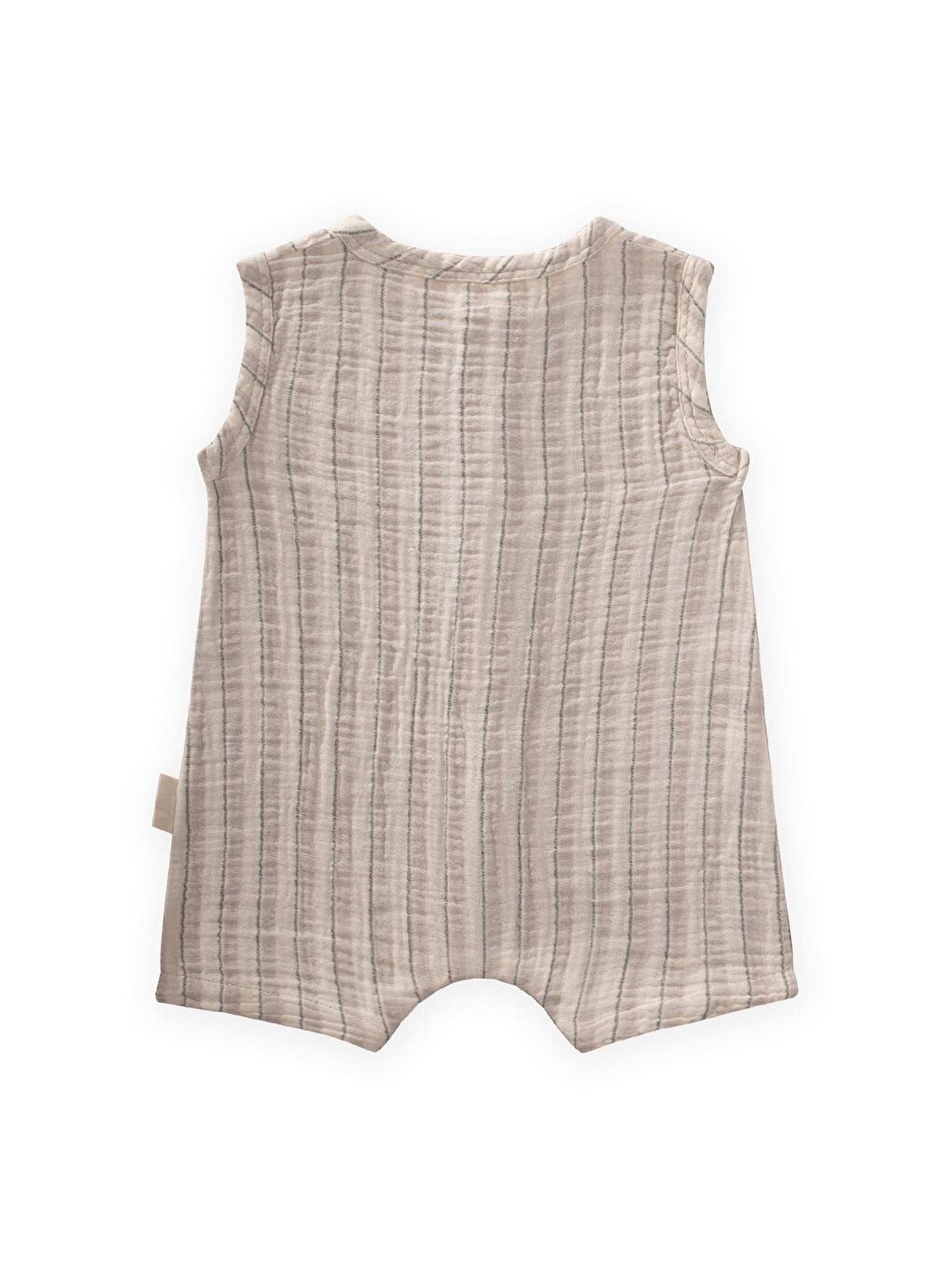 Çizgili Müslin Tulum 0-3 Yaş Bej Çizgili-1