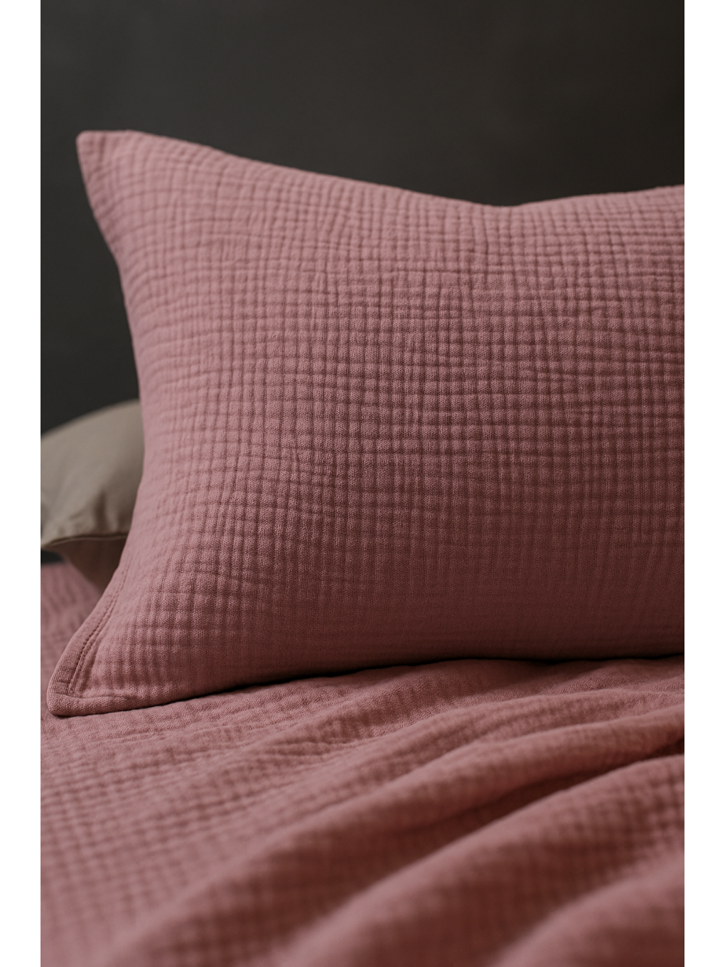 Pembe Müslin Somon Çift Kişilik Yatak Örtüsü – 4 Katlı-2