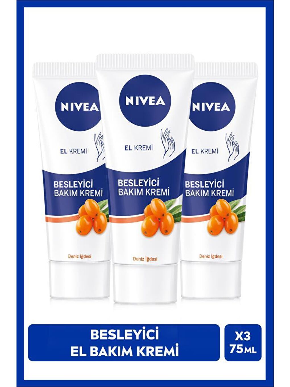 NIVEA Besleyici Bakım El Kremi 75 ml - Deniz İğdesi Ve E Vitamini X 3