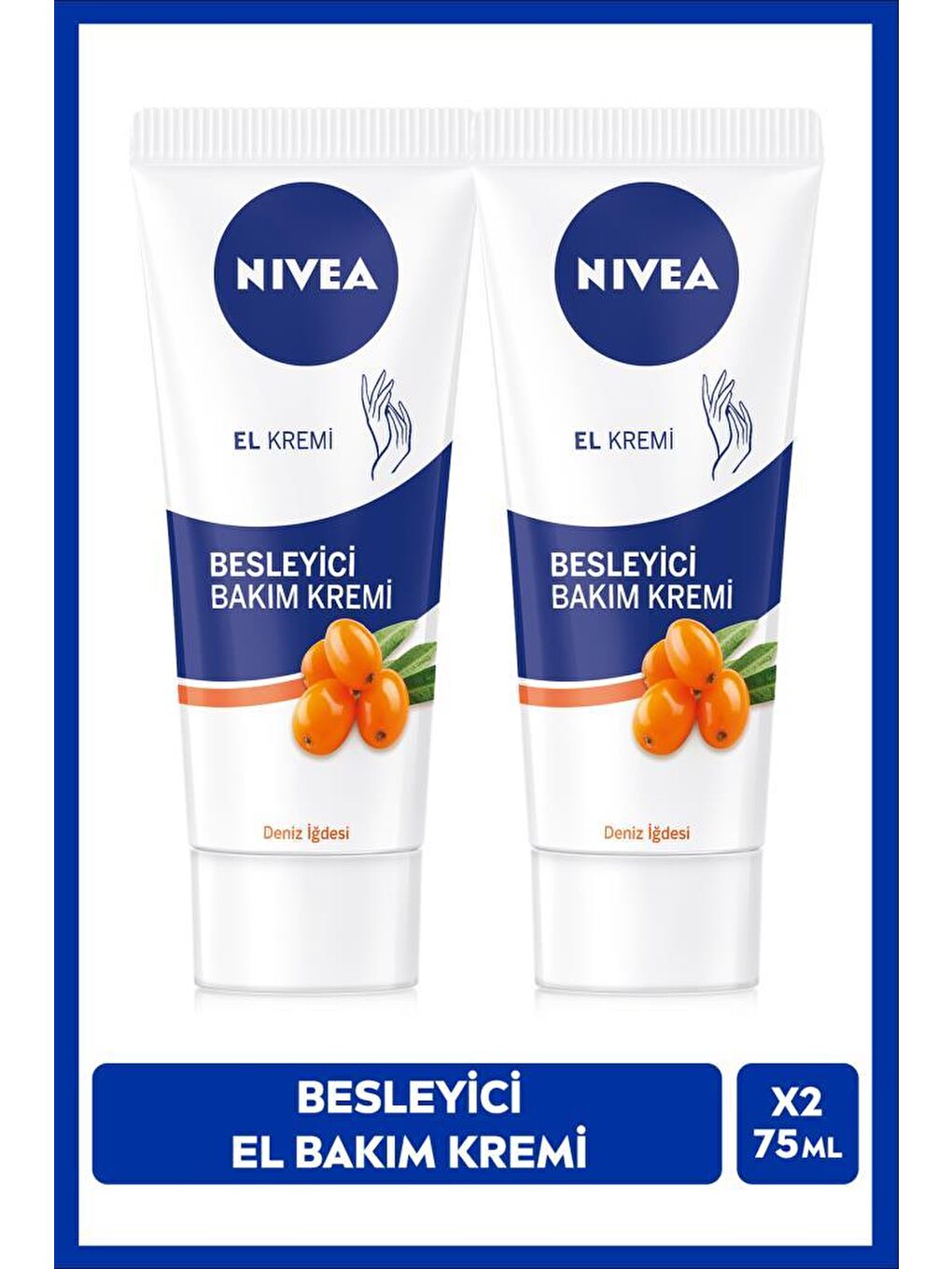 NIVEA Deniz İğdesi Ve E Vitamini Besleyici Bakım El Kremi - 75 ml x2