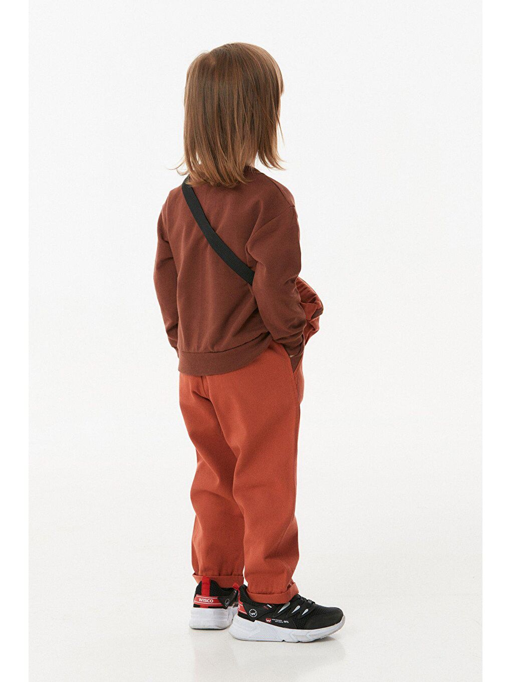 Kahverengi Çanta Aksesuarlı Nakışlı Erkek Çocuk Takım-4