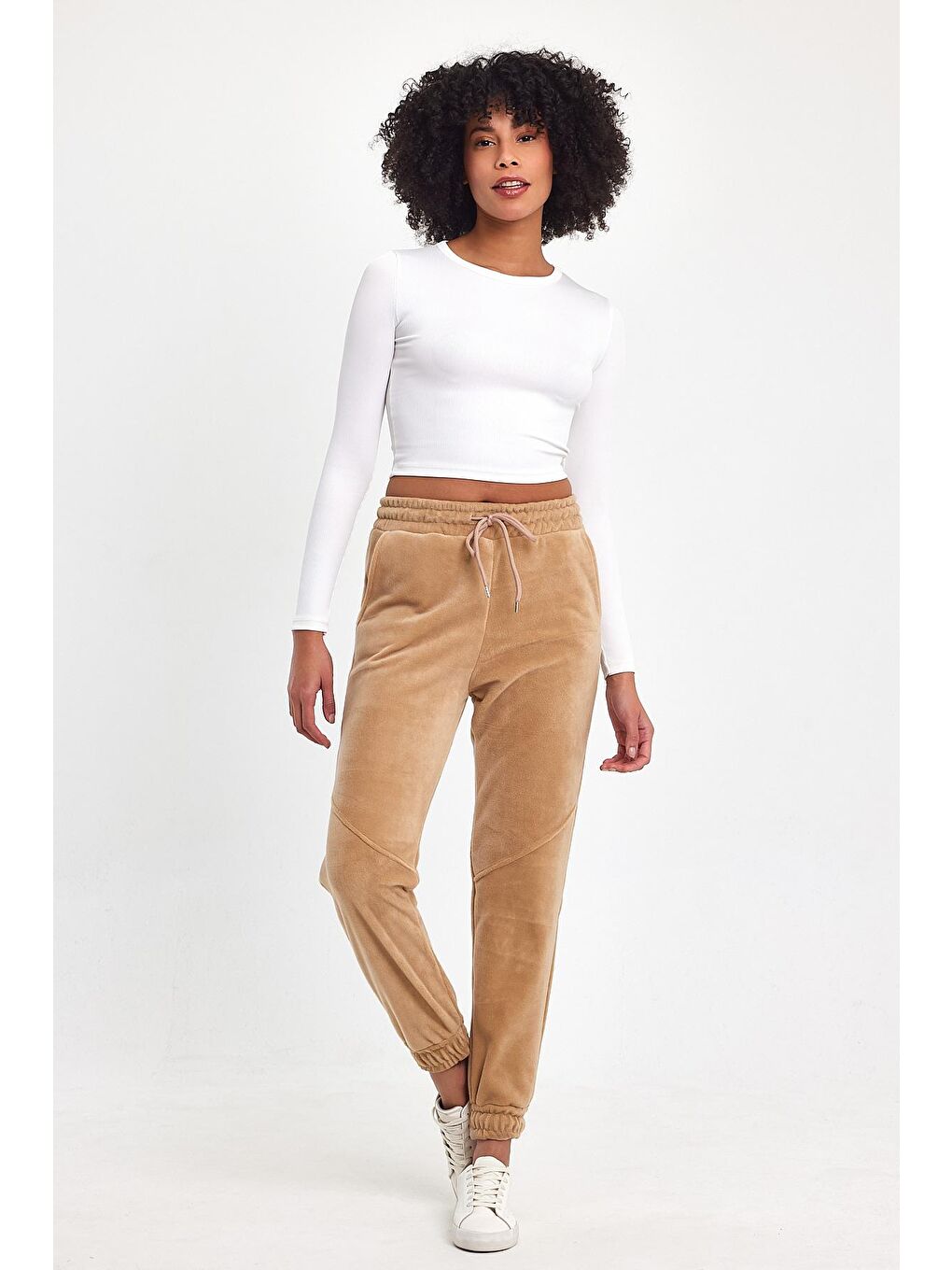 Bej Kadın Rahat Kalıp Softech Polar Sweat Eşofman Altı SPR24EA97