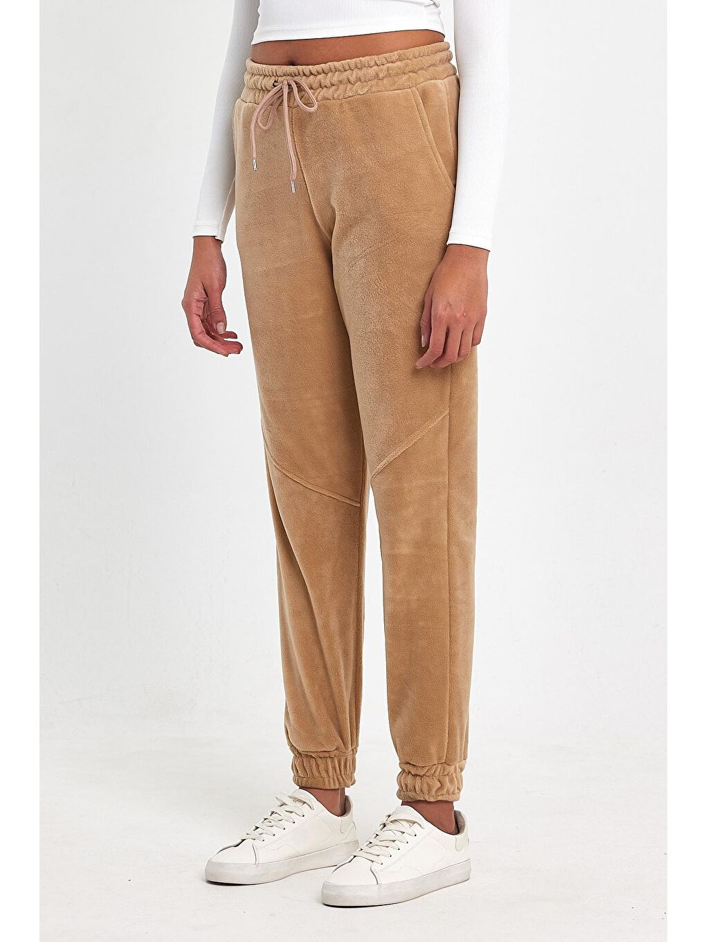 Bej Kadın Rahat Kalıp Softech Polar Sweat Eşofman Altı SPR24EA97-1