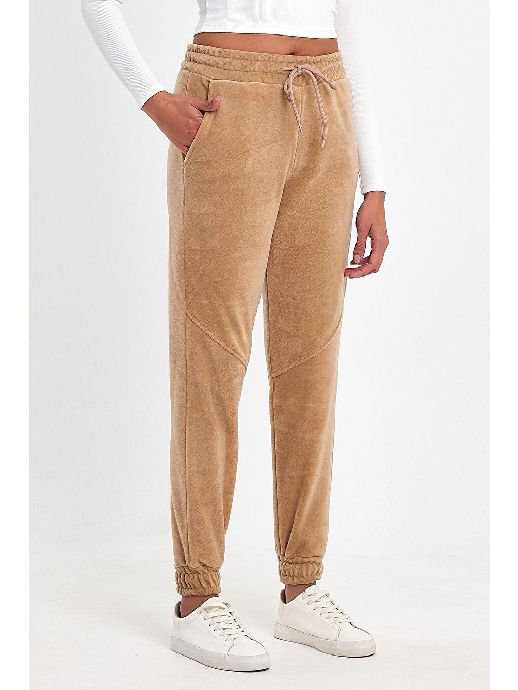 Bej Kadın Rahat Kalıp Softech Polar Sweat Eşofman Altı SPR24EA97-3