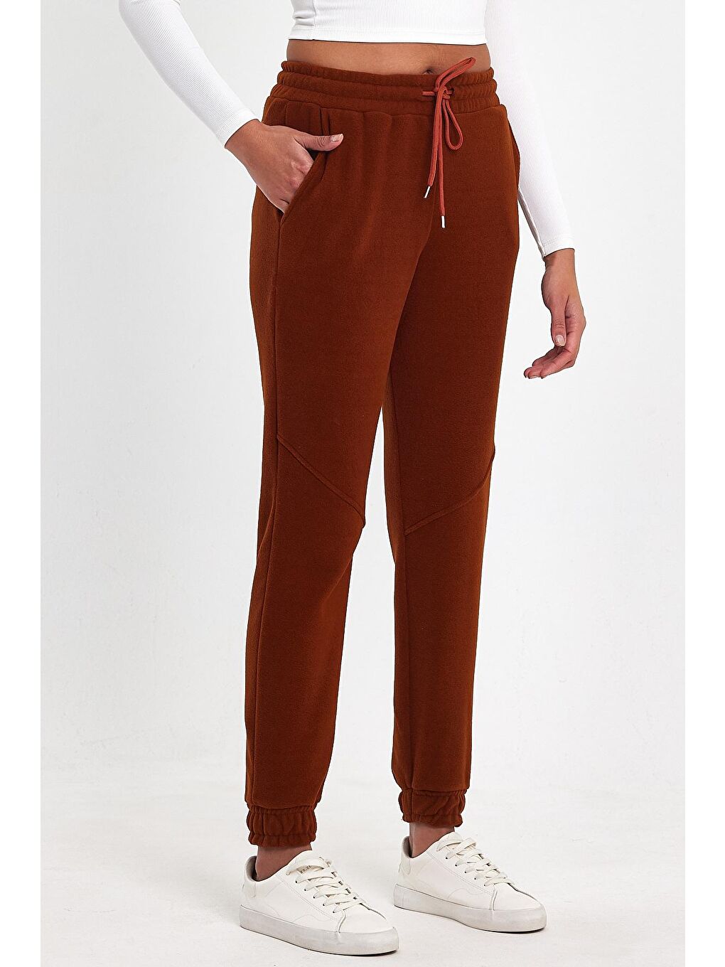 Kahverengi Kadın Rahat Kalıp Softech Polar Sweat Eşofman Altı SPR24EA97-3