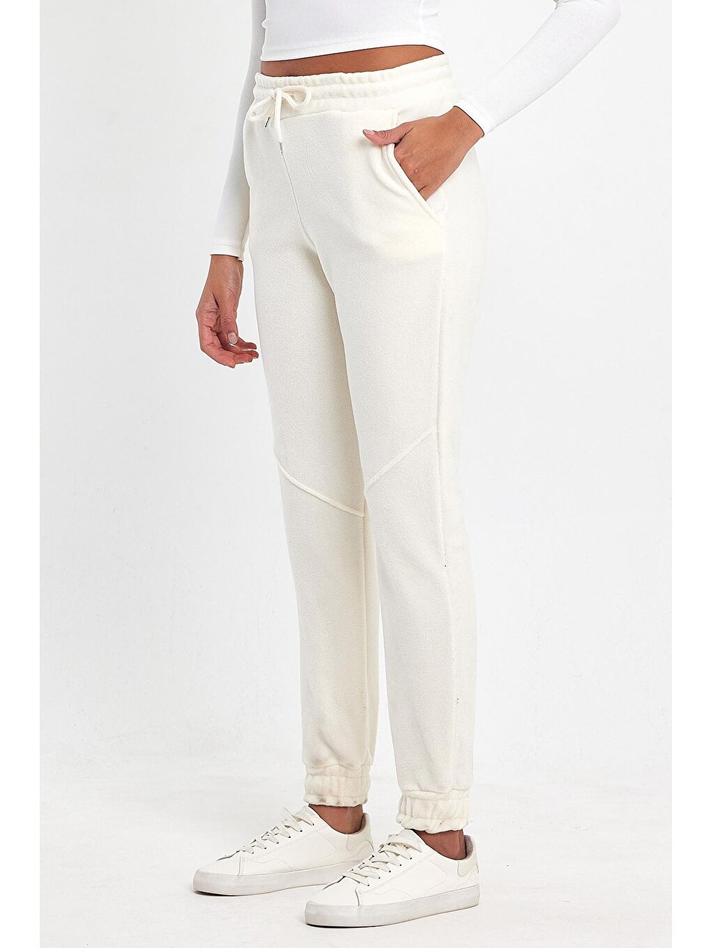 Ekru Kadın Rahat Kalıp Softech Polar Sweat Eşofman Altı SPR24EA97-3