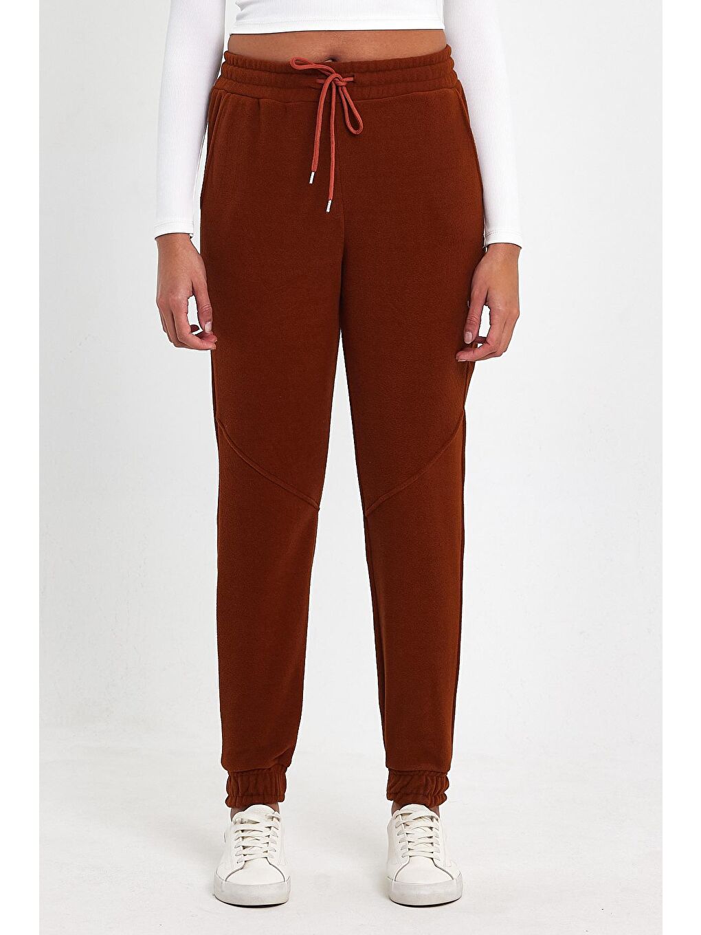 Kahverengi Kadın Rahat Kalıp Softech Polar Sweat Eşofman Altı SPR24EA97-4