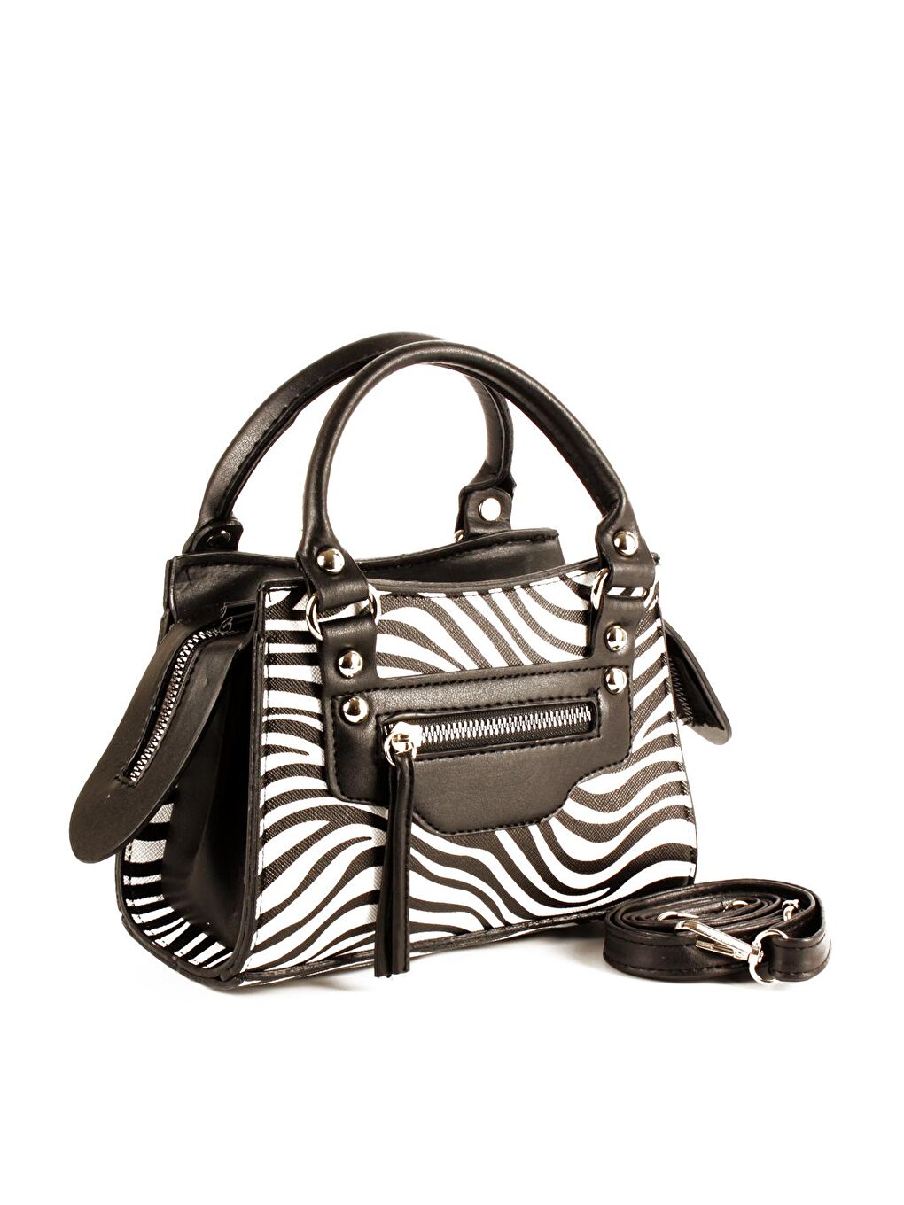 Beyaz Kadın Timsah Desen Deri Görünümlü El ve Omuz Abiye Çanta (10765)