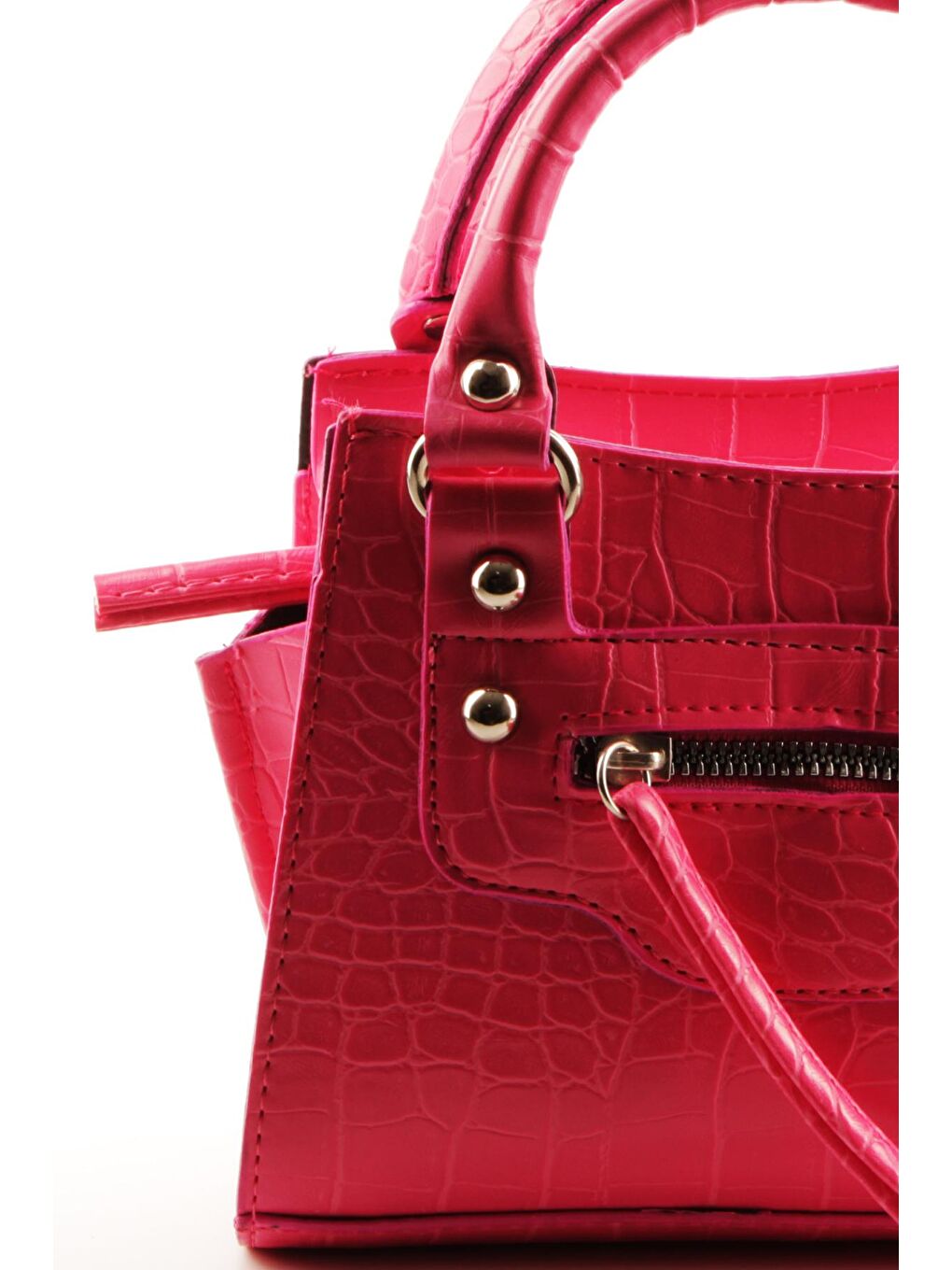 Fuşya Kadın Timsah Desen Deri Görünümlü El ve Omuz Abiye Çanta (10765)-3