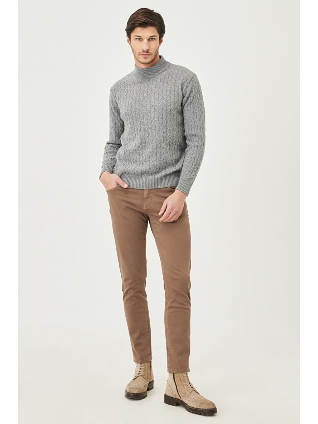 Erkek Antrasit 360 Derece Her Yöne Esneyen Slim Fit Dar Kesim Pamuklu Rahat Pantolon