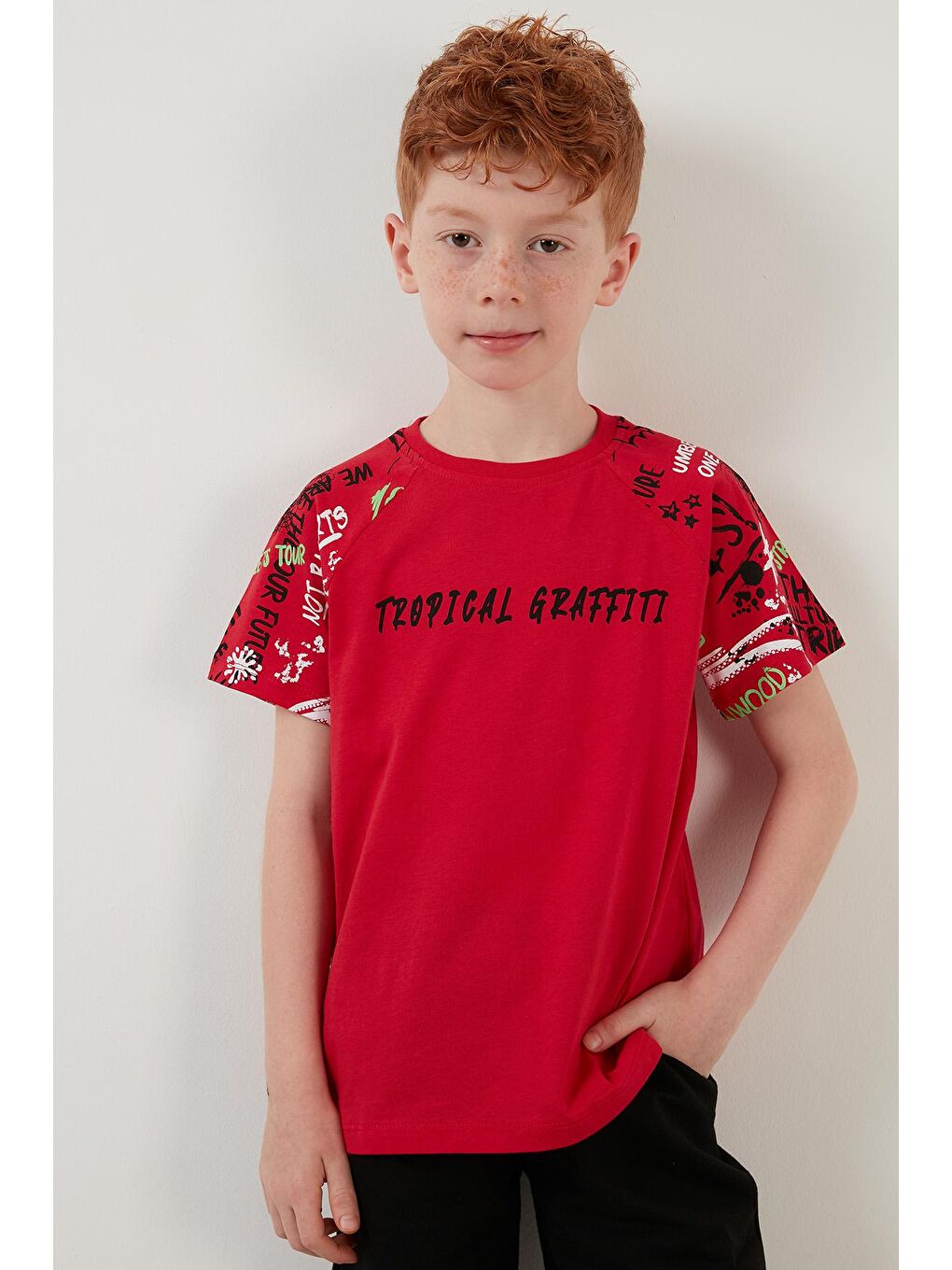 Kırmızı % 100 Pamuk Baskılı Cepli Şortlu 2'li Takım 6189359-2