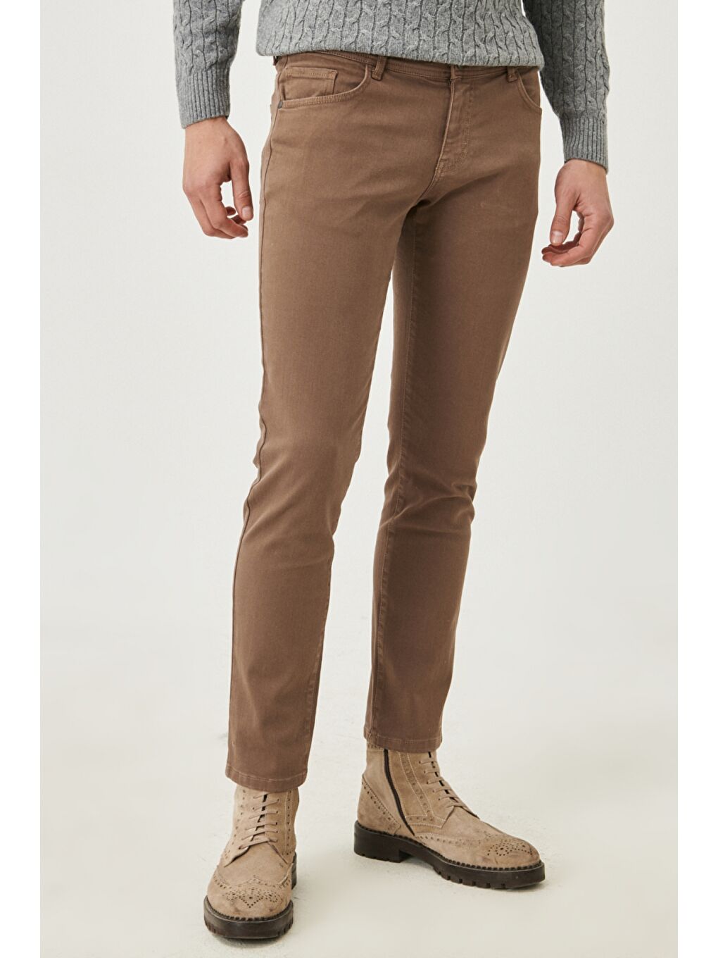 Erkek Antrasit 360 Derece Her Yöne Esneyen Slim Fit Dar Kesim Pamuklu Rahat Pantolon-1