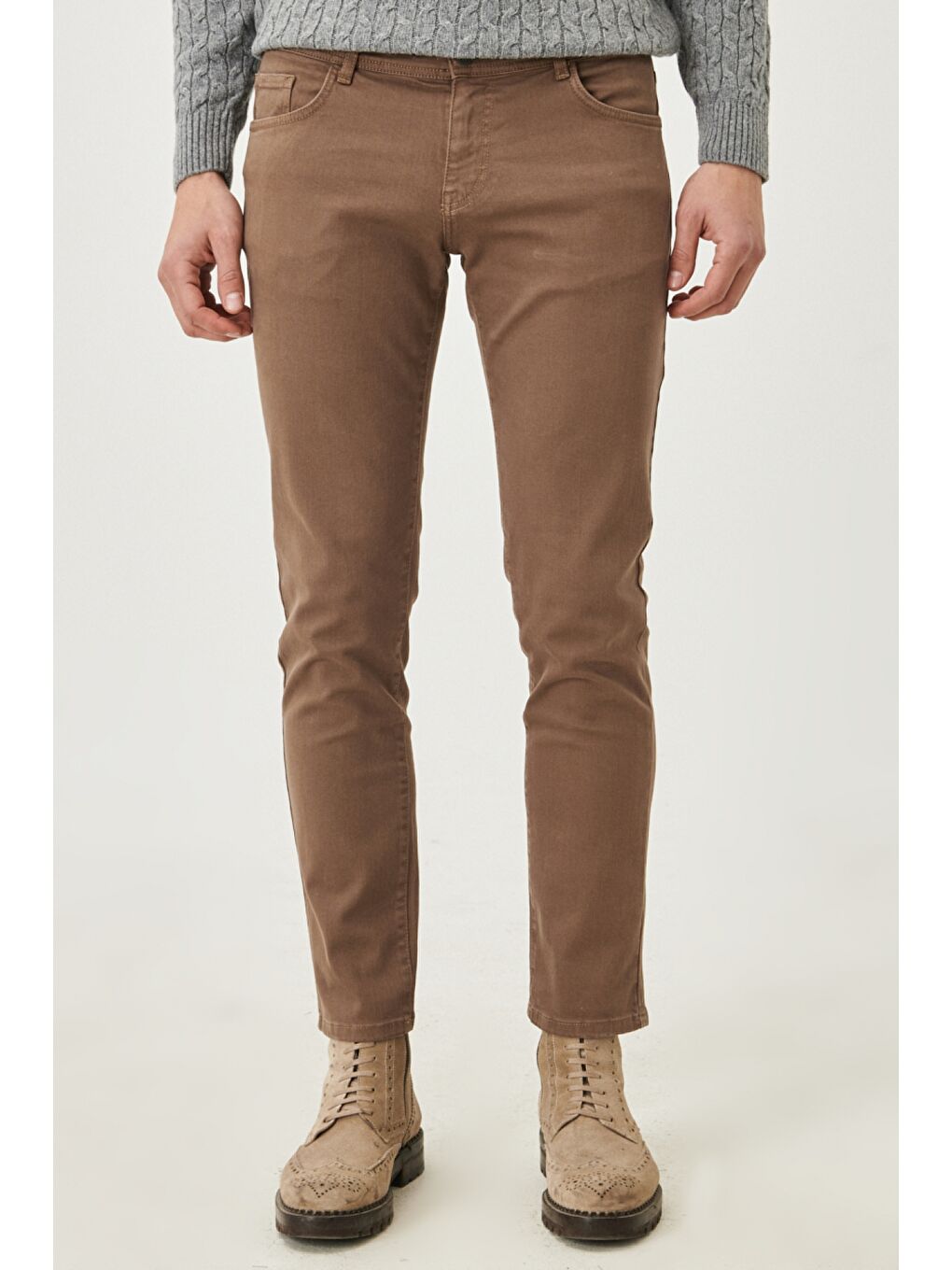 Erkek Antrasit 360 Derece Her Yöne Esneyen Slim Fit Dar Kesim Pamuklu Rahat Pantolon-2