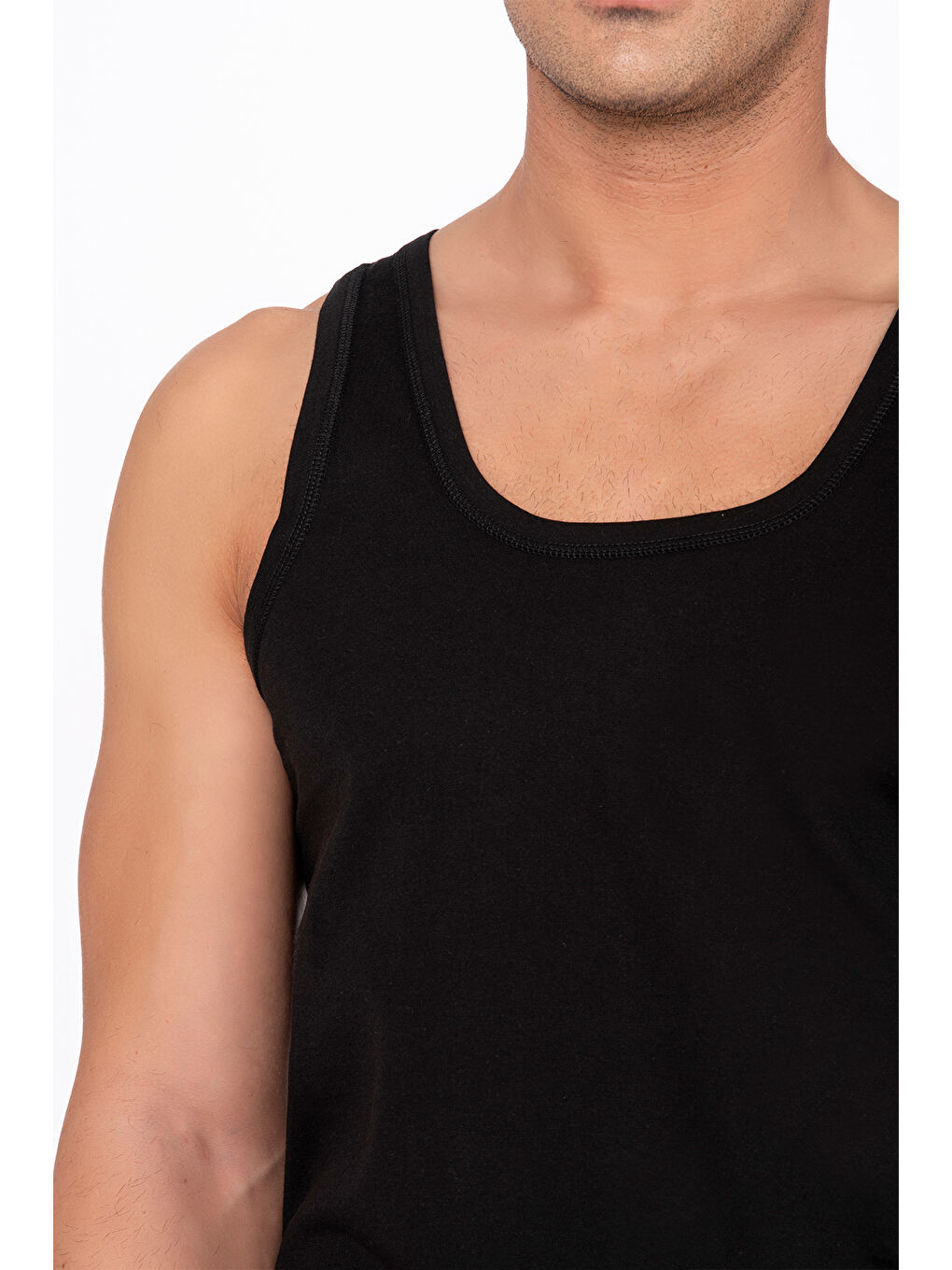 Siyah Erkek %100 Pamuklu Penye Süprem Atlet-3