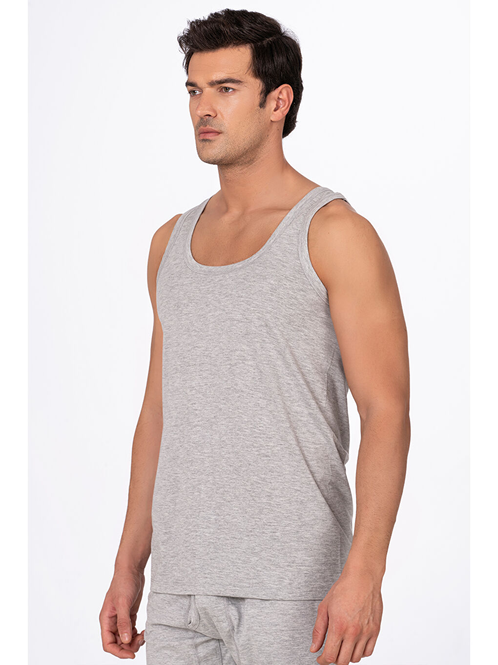Gri Erkek %100 Pamuklu Penye Süprem Atlet-1