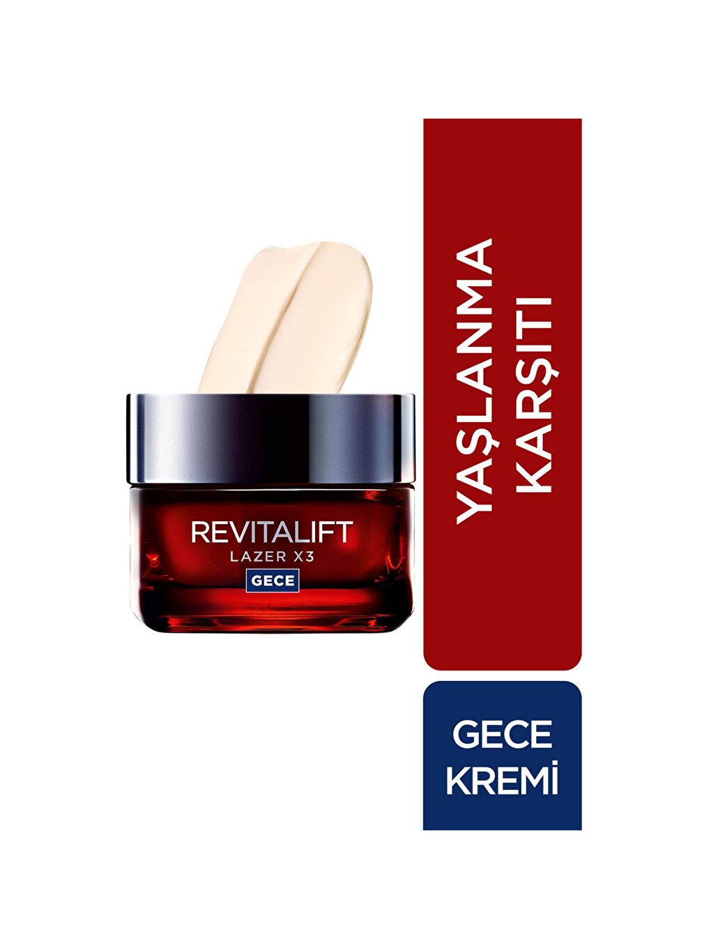 L'Oreal Paris Şeffaf Revitalift Lazer X3 Yoğun Yaşlanma Karşıtı Gece Bakım Kremi (50 ml)