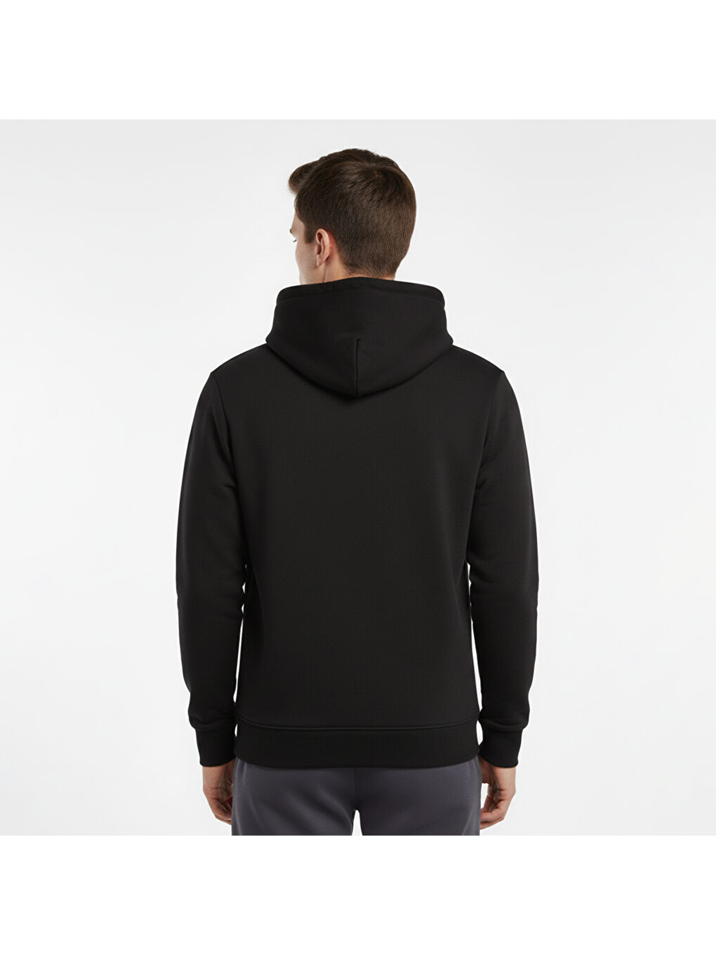 Lucca Graphic Erkek Siyah Kapüşonlu Sweatshirt-1