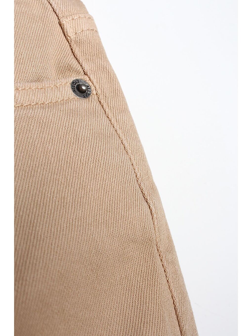 Bej Pamuklu Paçası Püsküllü Parça Boya Pantolon-4
