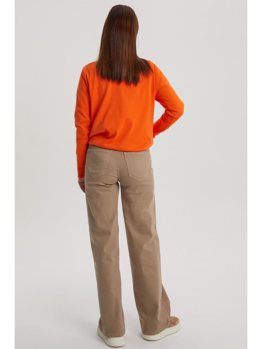 Bej Koyu Taş Pamuklu Parça Boya Rahat Kalıp Elastanlı Pantolon-3