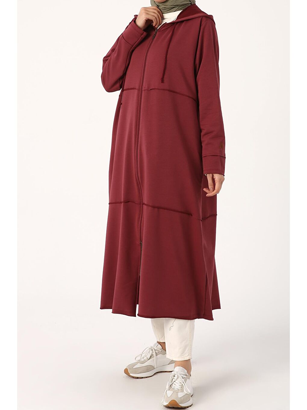 Bordo Vişne Çürüğü Büyük Beden Penye Hırka-2