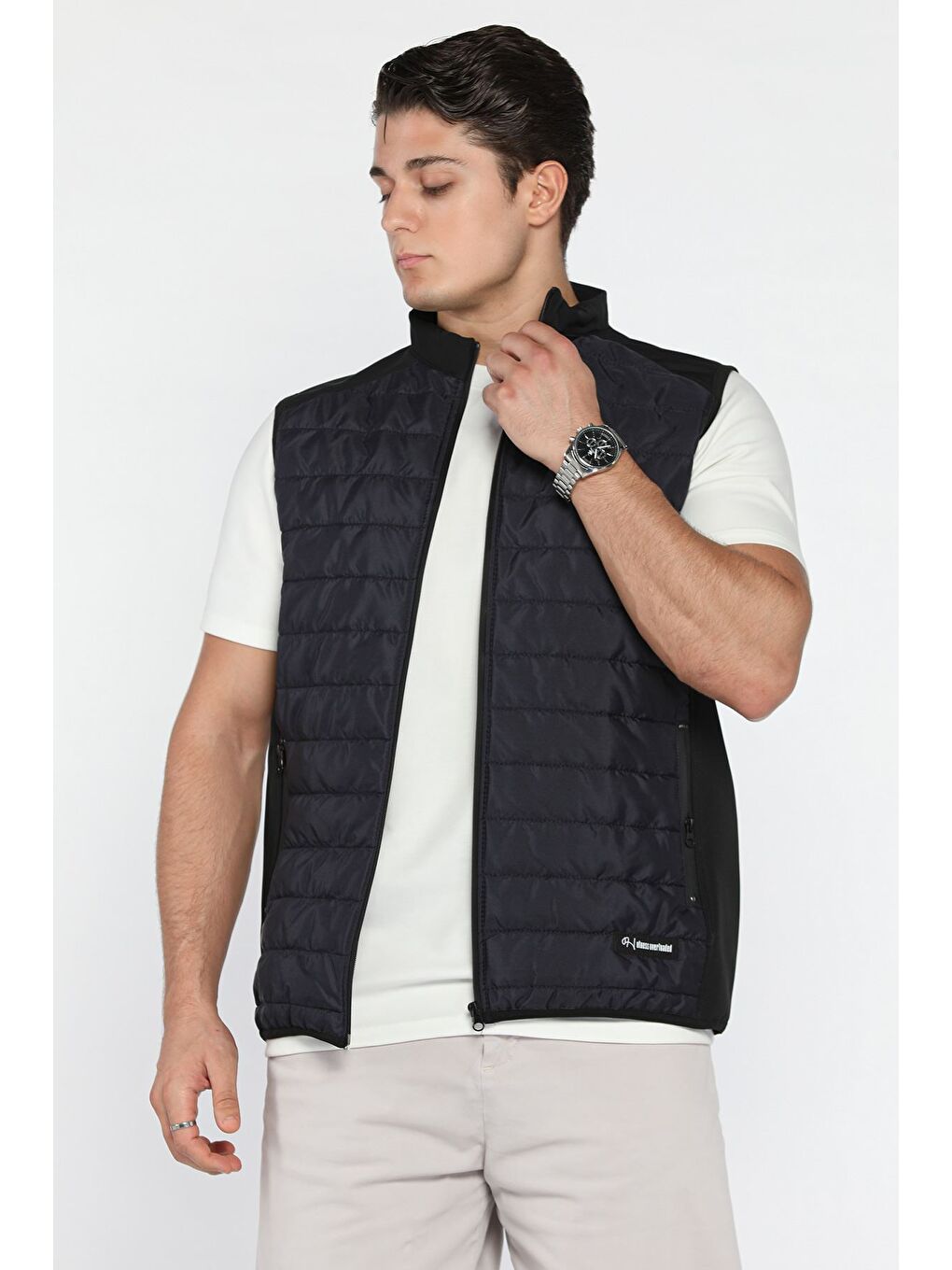 Lacivert Erkek Kapitoneli Cepli İnce Yelek-1