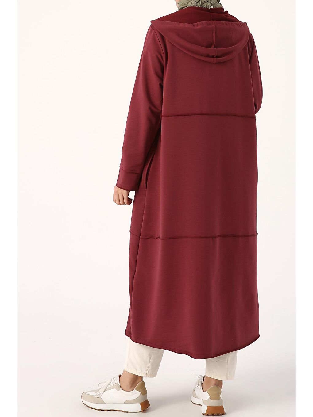 Bordo Vişne Çürüğü Büyük Beden Penye Hırka-3