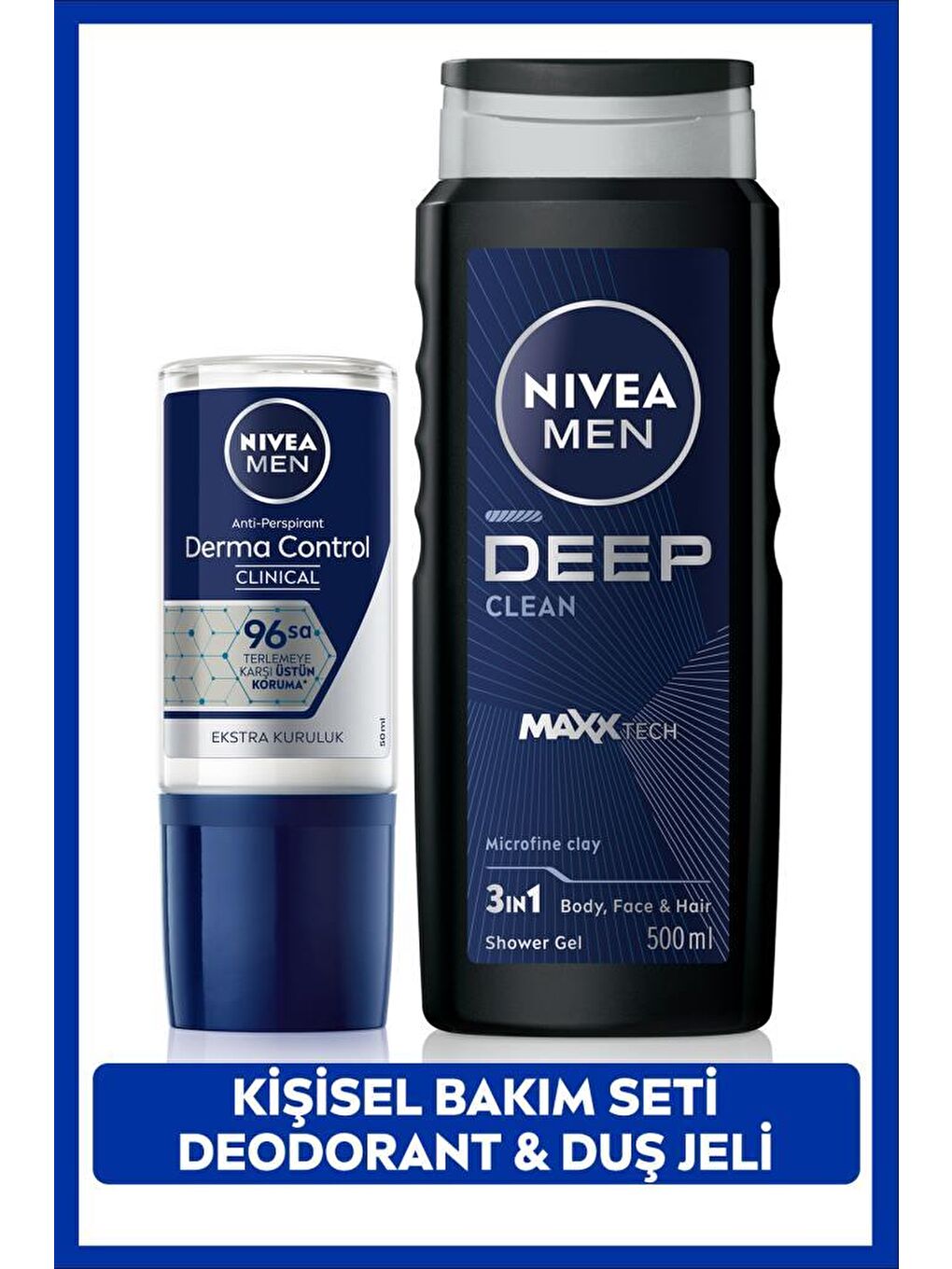 MEN Erkek Roll-on Deodorant Derma Control Clinical 50ml, Deep Dimension Duş Jeli 500ml, Damat Çeyizi