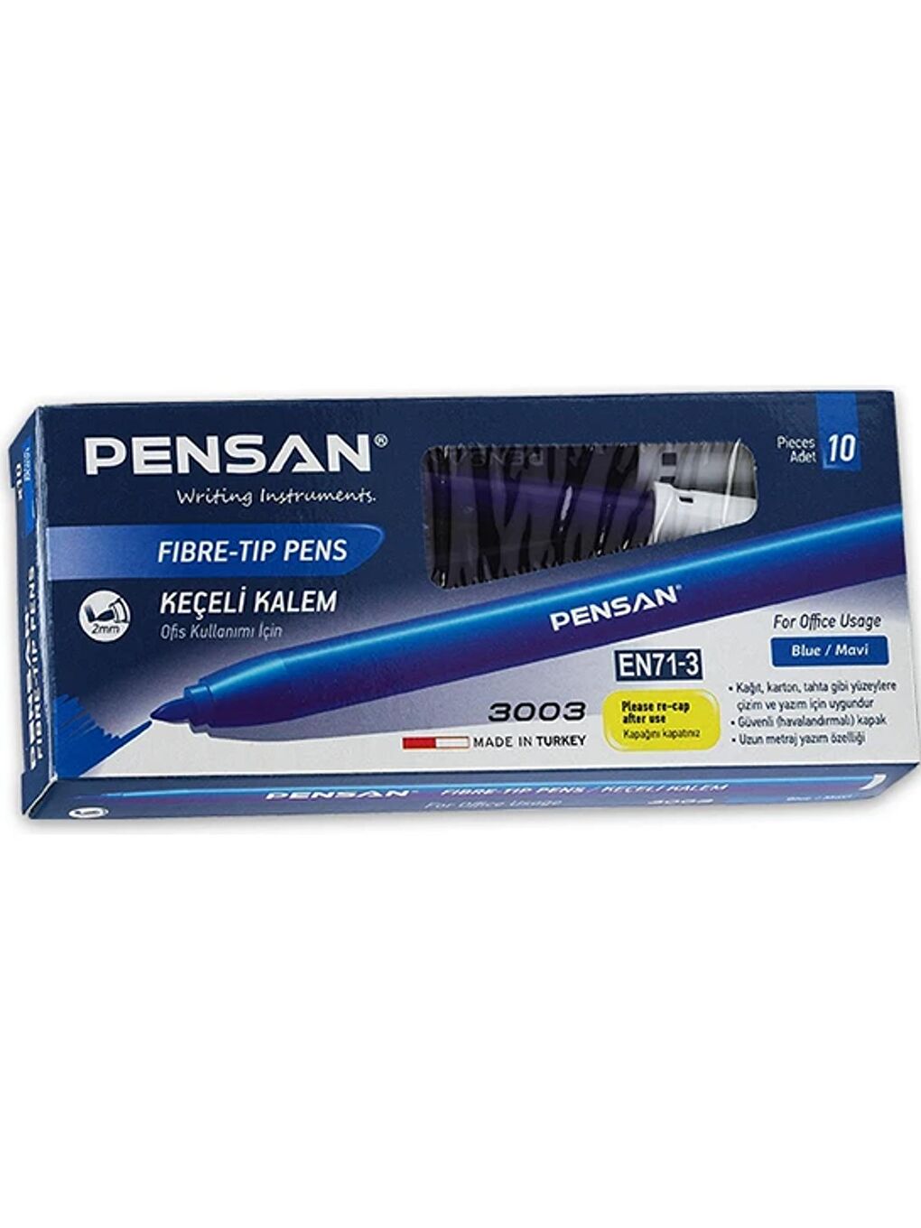 Pensan Mavi 3003 Ofis Tipi Keçeli Kalem (10 Lu Paket )-MAVİ