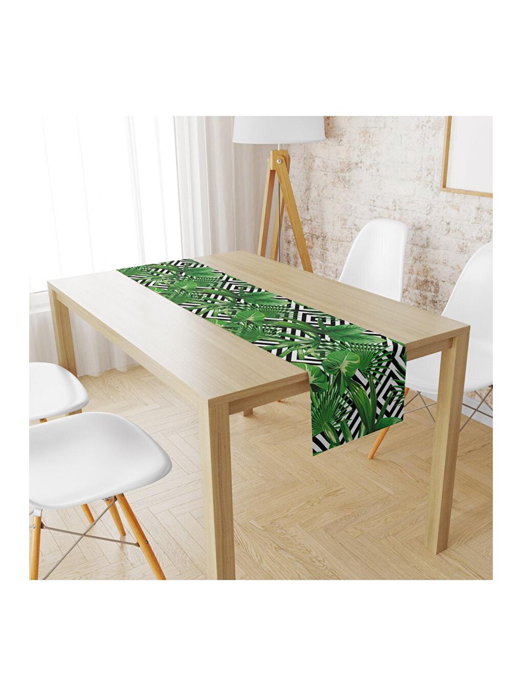 Karışık Geometrik Çiçekli Desen Runner Llrn 94 40x140 cm