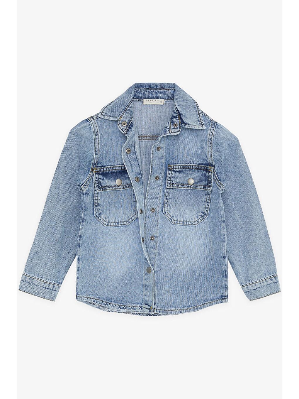 Kız Çocuk Jean Gömlek Ceket Cepli Çıtçıtlı Mavi (8-14 Yaş)-2
