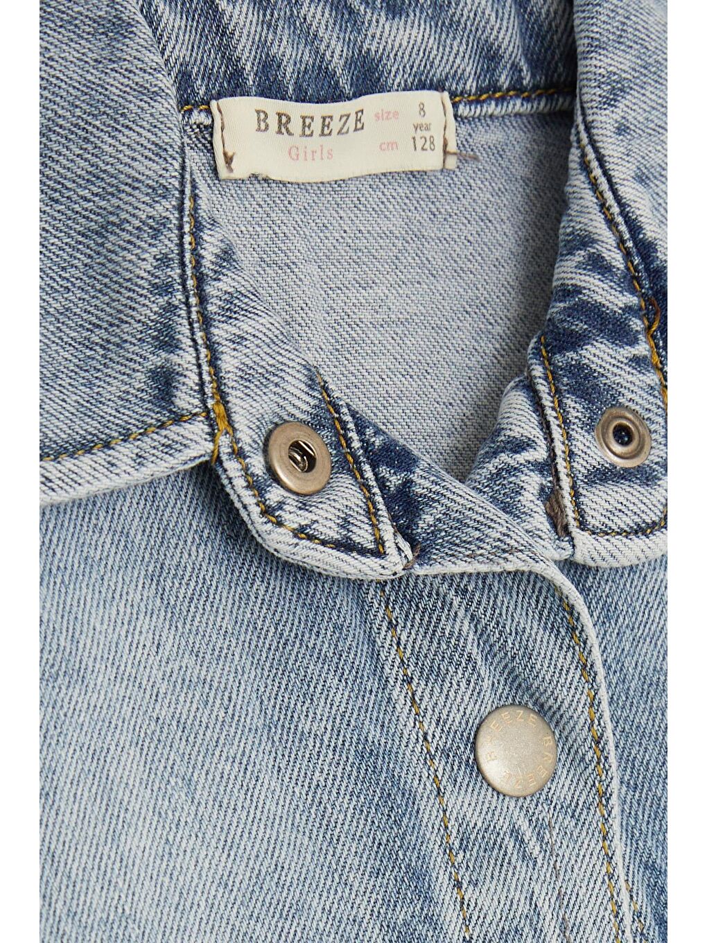 Kız Çocuk Jean Gömlek Ceket Cepli Çıtçıtlı Mavi (8-14 Yaş)-3