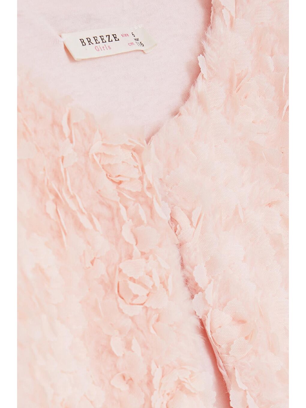 Pembe Kız Çocuk Peluş Ceket Çiçek Nakışlı Somon (5-10 Yaş)-2