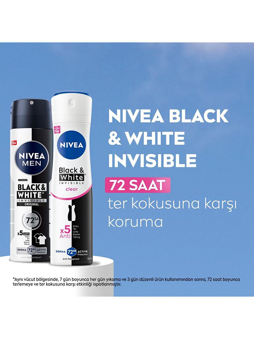 Kadın Sprey Deodorant Black&White Invisible Clear 150ml, 72 Saat Anti-perspirant Koruma-5