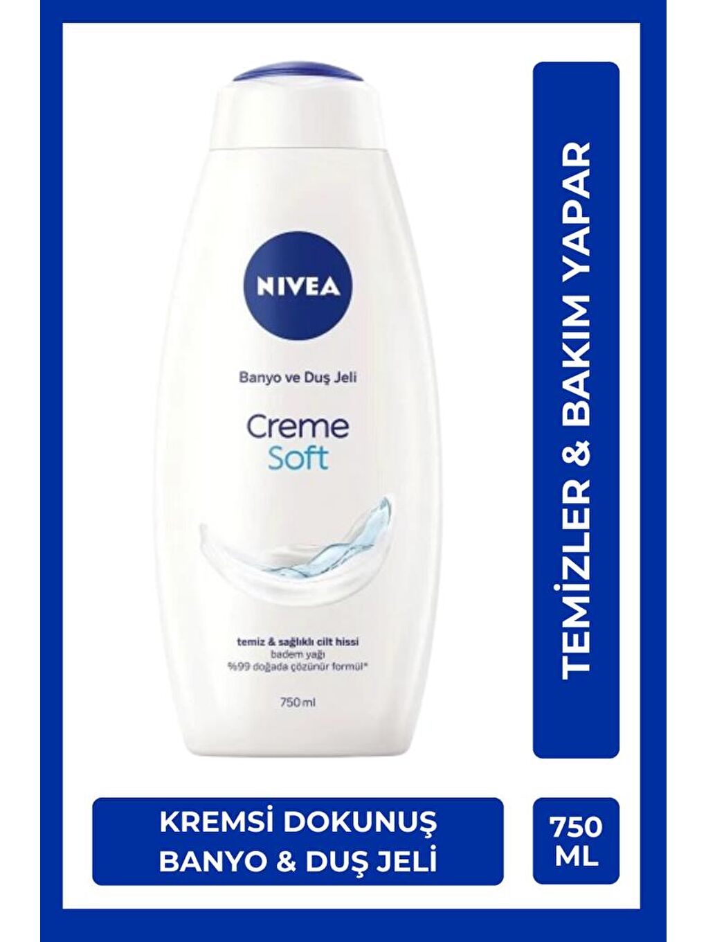Duş Jeli Creme Soft Kremsi Dokunuş 750 ml, Badem Yağı, Vücut Ne mlendirme, Ekonomik Boy