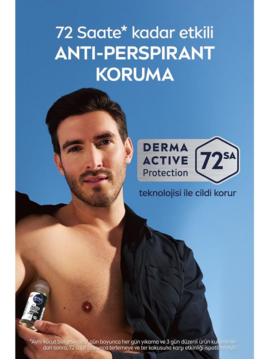 MEN Erkek Roll On Deodorant Black&White Invisible Original 50ml, 72 Saat Anti-perspirant Koruma-2