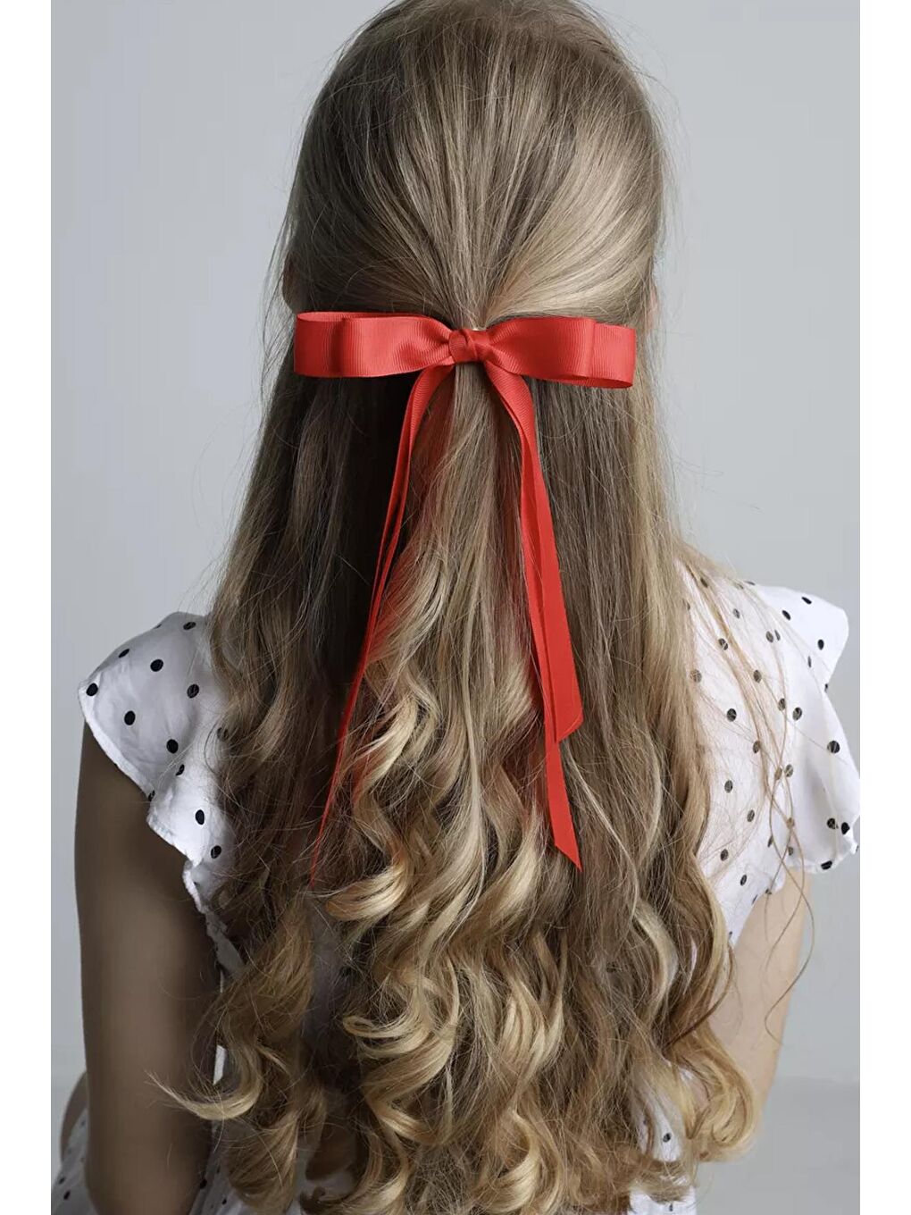 Kırmızı Çift Saten Fiyonk Kurdele Saç Tokası-4