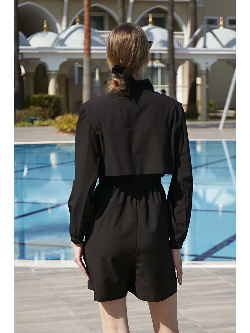 Tulum Spor Paraşüt Yarı Kapalı Tesettür Yüzücü Mayo R100 Siyah-3