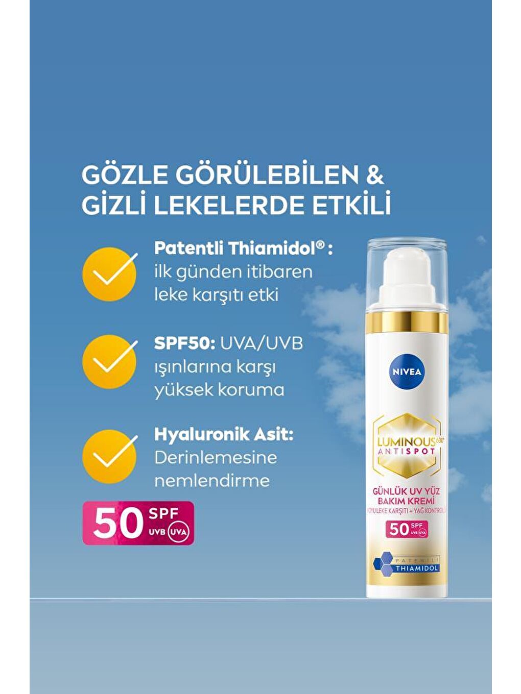 Luminous630 Thiamidol Etkili Leke Karşıtı Gündüz Yüz Kremi 40ml, SPF50 UV Koruma, Hyaluronik Asit-2
