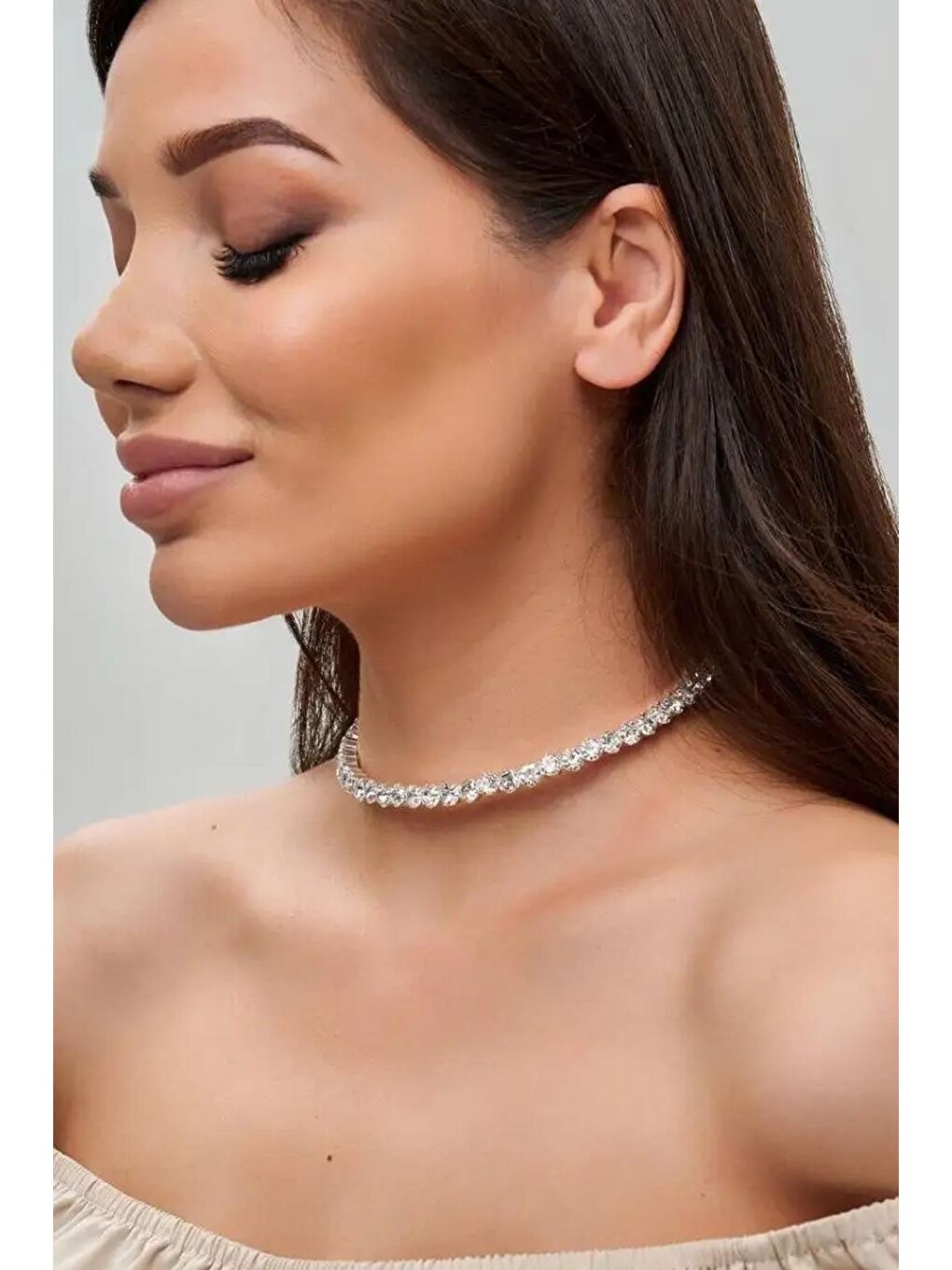 Sarı Parlak Zirkon Kalp Kesimli Taşlı Choker Suyolu Kolye-8