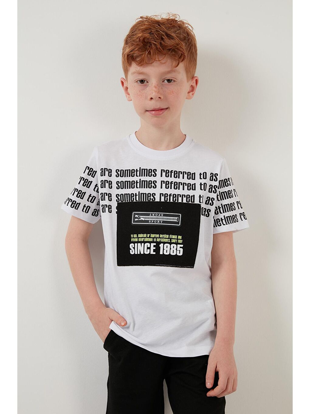 Beyaz % 100 Pamuklu Baskılı Bisiklet Yaka Şortlu 2'li Takım 6189608-1