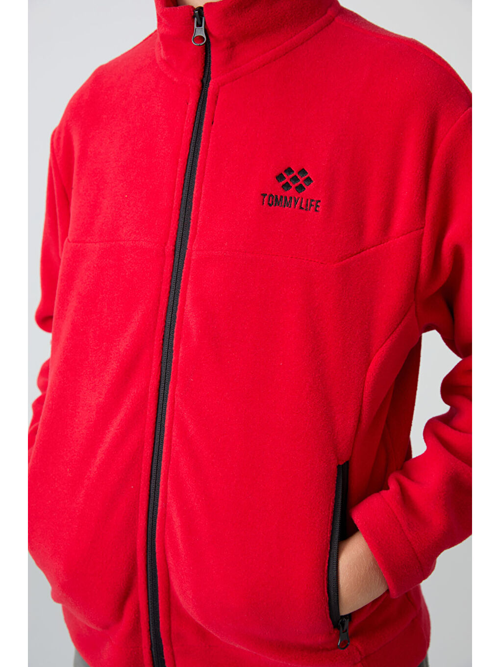 Kırmızı Kalın Yumuşak Dokulu Standart Fit Nakışlı Polar Erkek Çocuk Sweatshirt - 11223-2