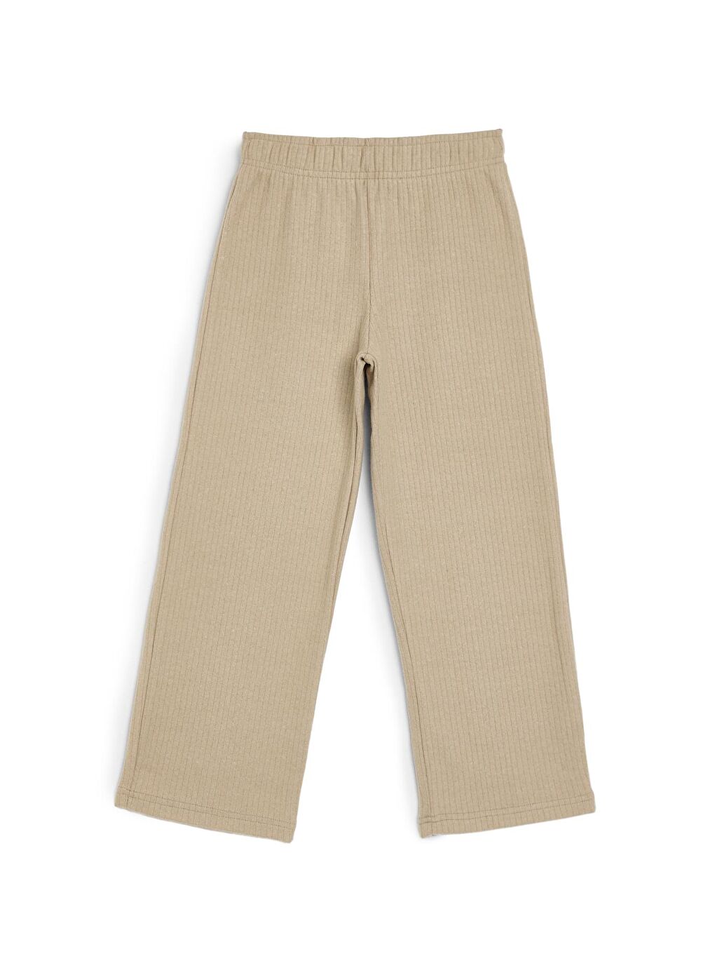 Beli Lastikli Bej Kız Çocuk Eşofman Altı - Rahat Geniş Paça Kalın Kumaş 7-8-9-10-11-12-13-14 Yaş-6