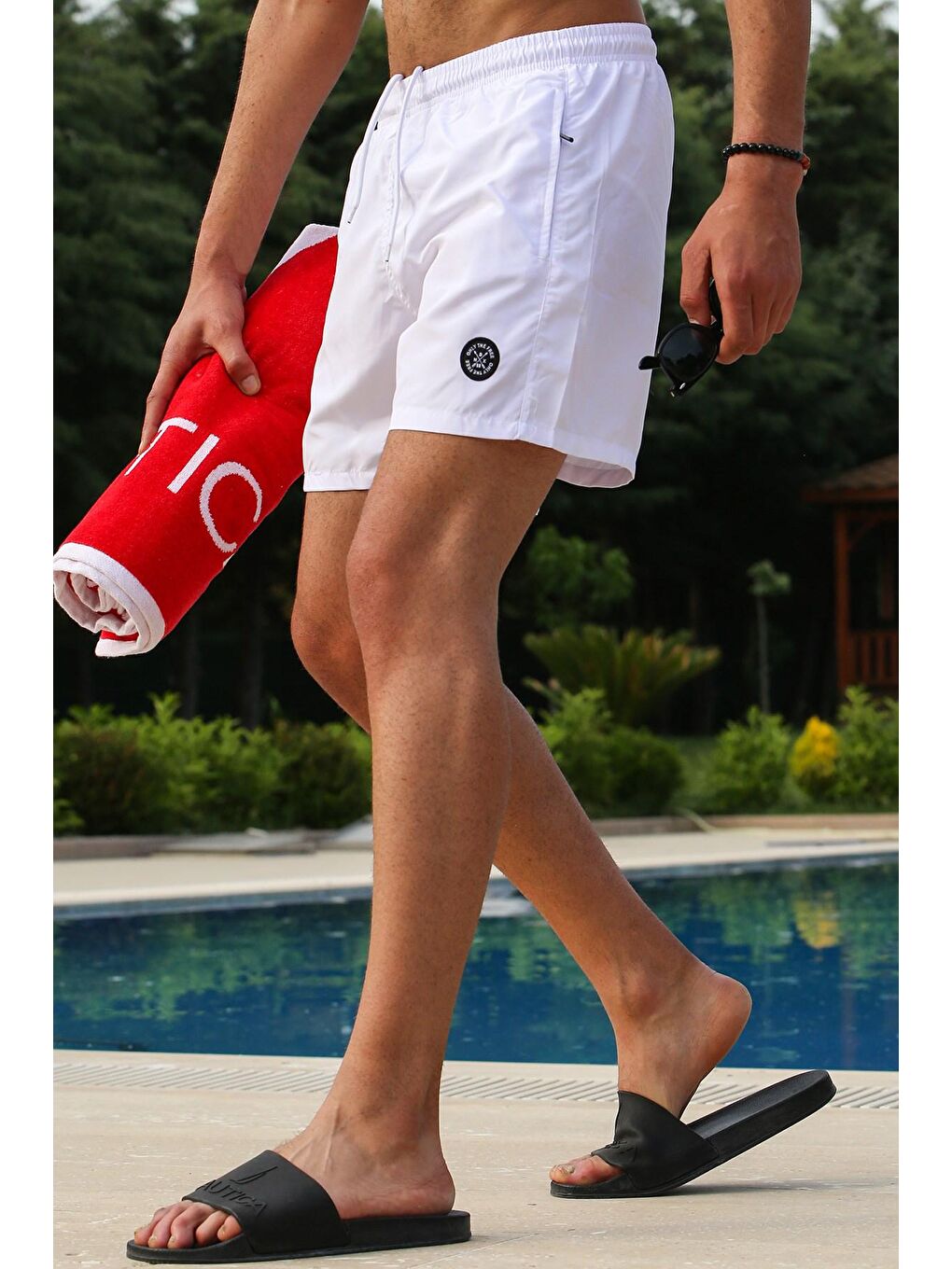 Madmext Beyaz Basic Deniz Şortu 4262