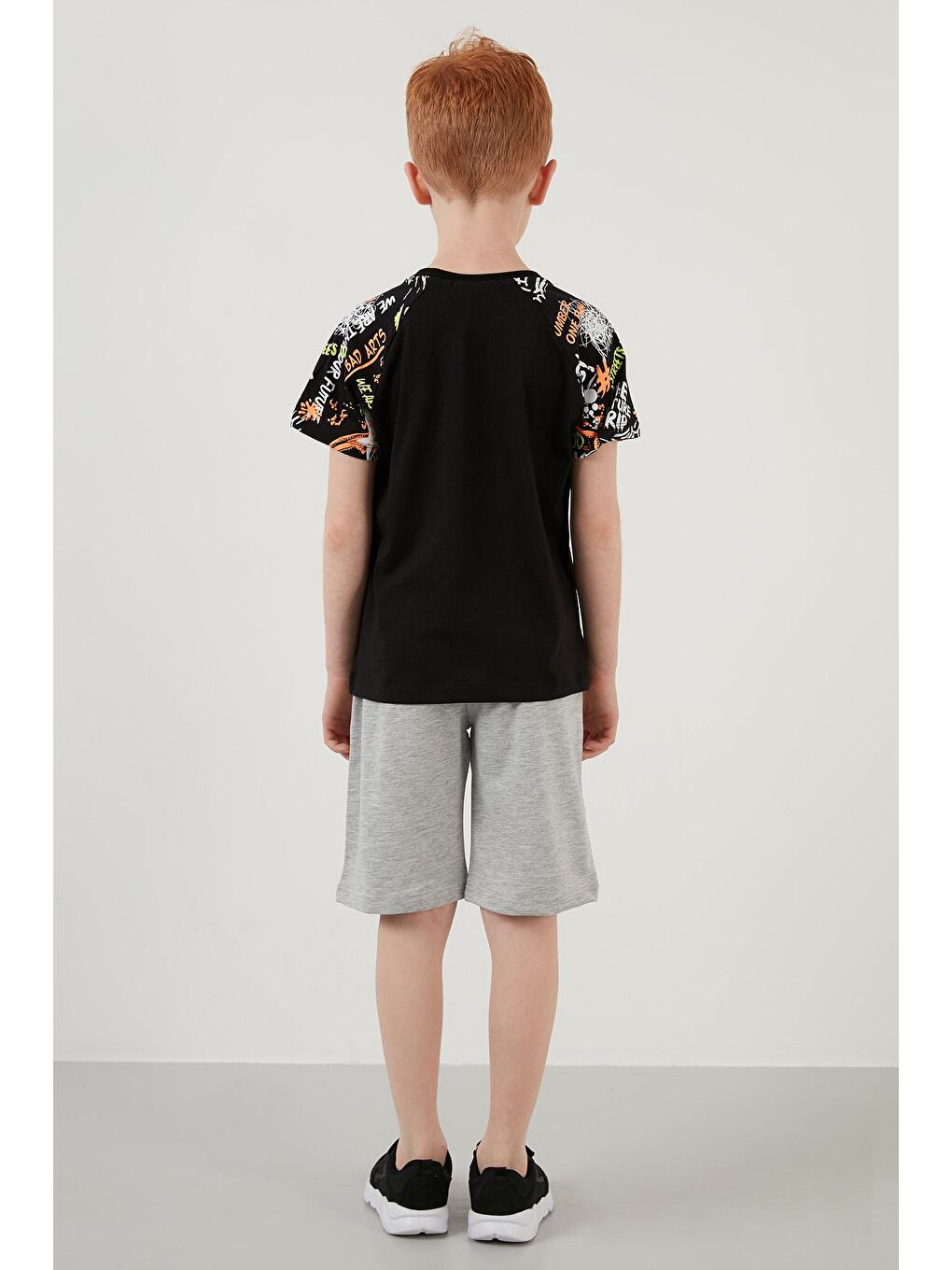 Siyah % 100 Pamuk Baskılı Cepli Şortlu 2'li Takım 6189359-4