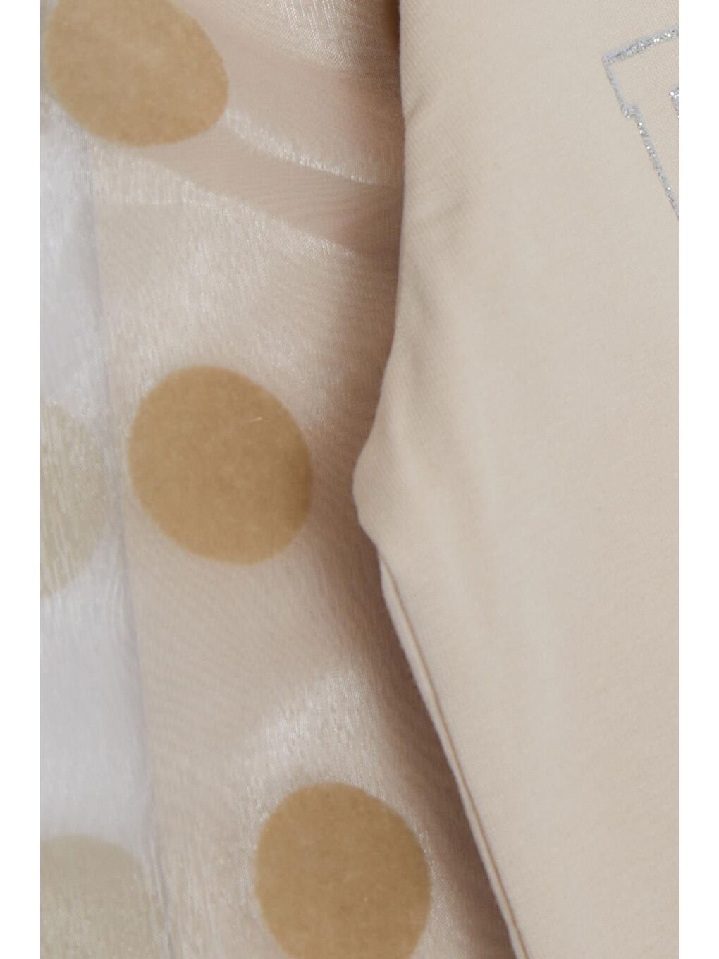 Kız Çocuk Sweatshirt Kolları Tüllü Simli Yazı Baskılı Puanlı Bej (6 Yaş)-3